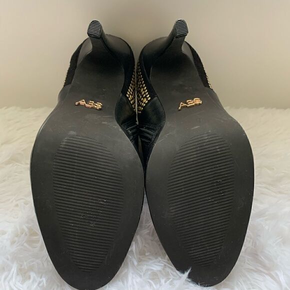 ABS Allen Schwartz Black & Gold Studded Booties 7 - Picture 6 of 6